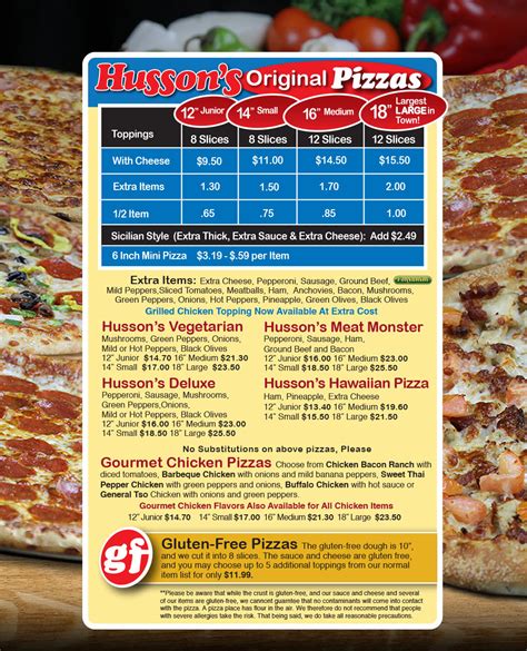 Husson's pizza - Husson’s Pizza – Kanawha City. 301 36th St. SE Charleston, WV 25304. 304-925-0382. 
